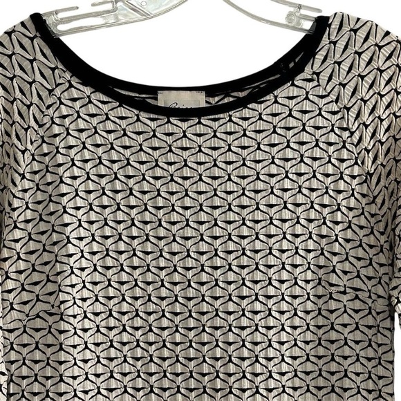 Beige by eci Women's L Black Geometric Sheath Midi Dress 3/4 Sleeve - Picture 2 of 13